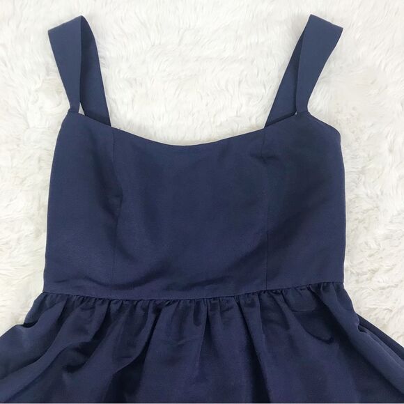SACHIN + BABI Blaine Taffeta Square Neck Bow Train Mini Dress BHLDN Navy New 4 - Picture 4 of 12